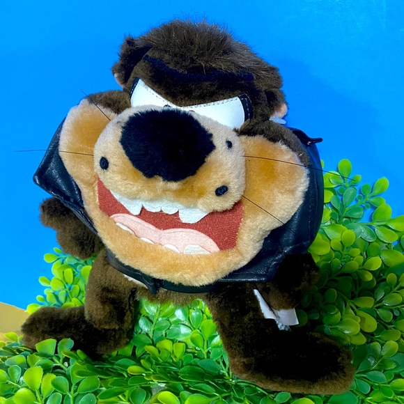 WARNER BROS LOONEY TUNES VTG 90s TASMANIAN DEVIL TAZ WEARING BLACK JACKET 10” - Picture 2 of 12